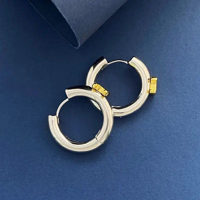 Two-Tone Logo-Accented Hoop Earrings 4