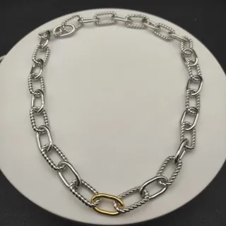 Collier Chaîne de Maillons de Corde Tordue Bicolore