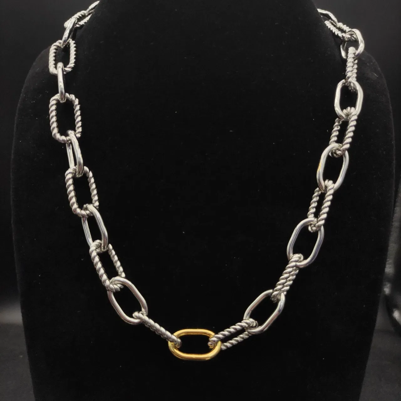 Two-Tone Twisted Rope Link Chain Necklace 4