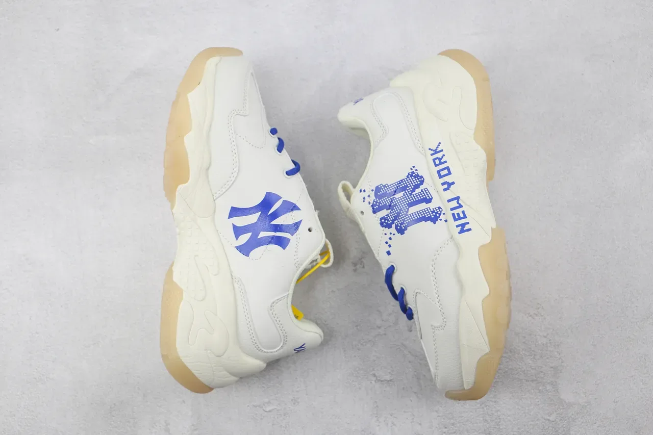 White and Blue Pixel NY Graphic Chunky Lifestyle Sneaker 2