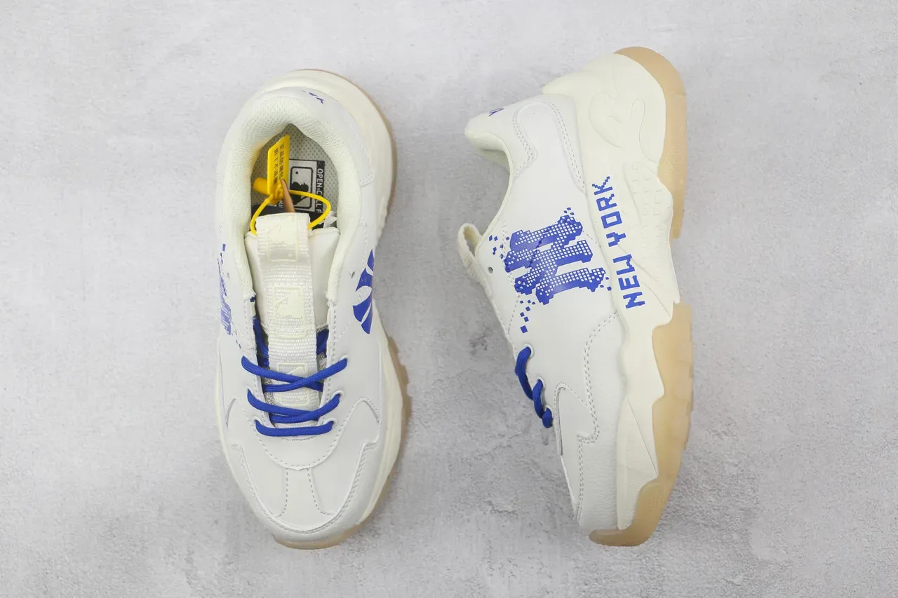 White and Blue Pixel NY Graphic Chunky Lifestyle Sneaker 3