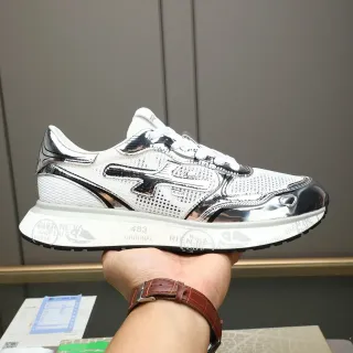 White and Chrome Metallic Overlay Lifestyle Sneaker