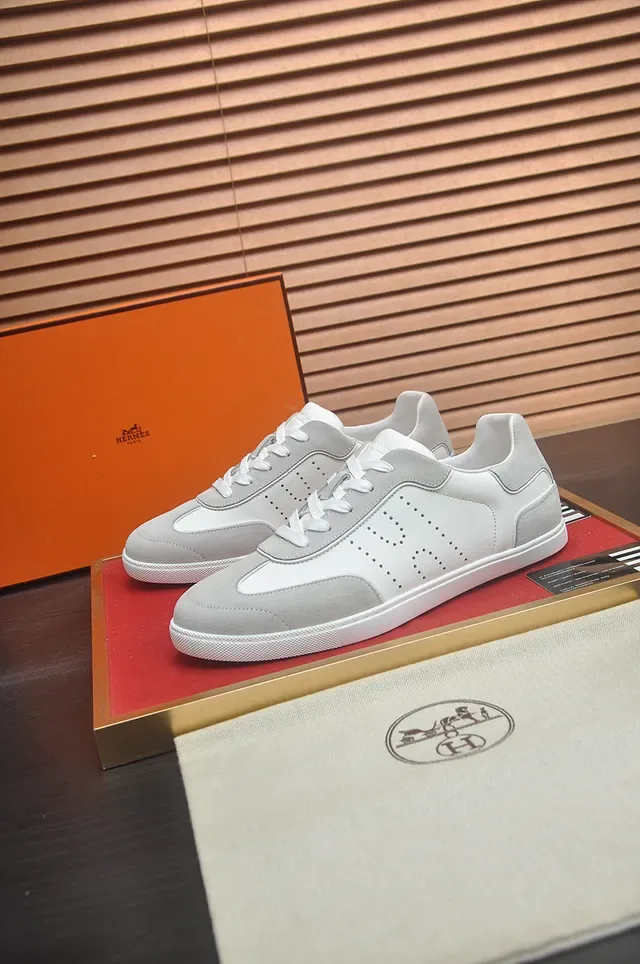 White and Gray Perforated Mixed-Material Lifestyle Sneaker 4
