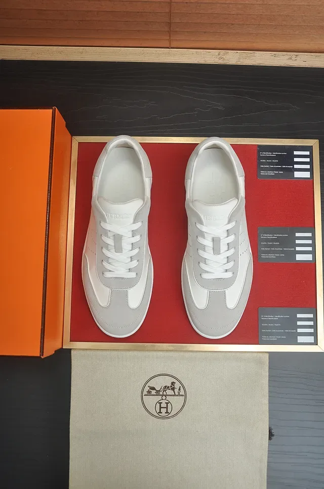 White and Gray Perforated Mixed-Material Lifestyle Sneaker 5