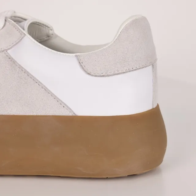 White and Gray Suede Leather Platform Sneaker 4