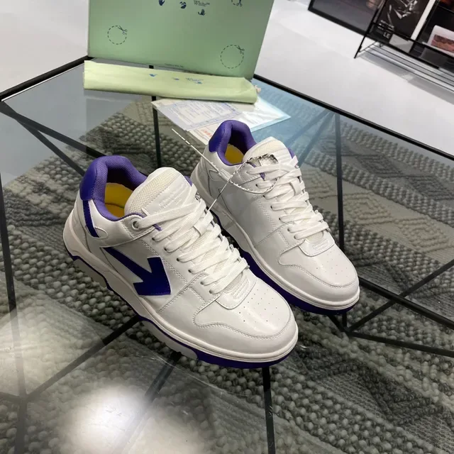White and Purple Arrow Logo Lifestyle Sneakers 8