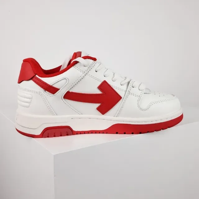 White and Red Arrow Logo Low-Top Lifestyle Sneakers 7