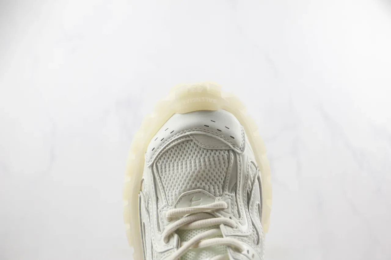 Sneakers chunky blanc et beige monocromatique avec tige en maille et synthétique 6