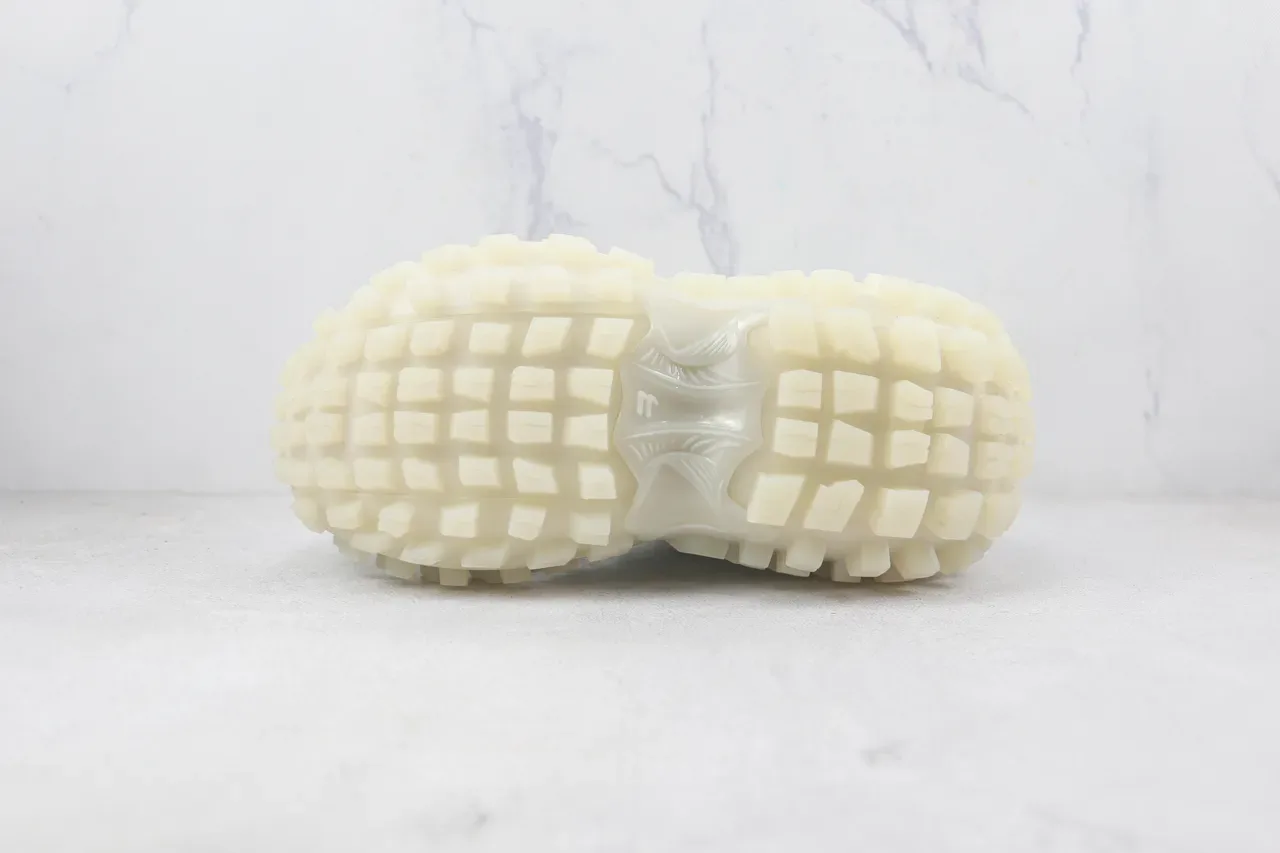 Sneakers chunky blanc et beige monocromatique avec tige en maille et synthétique 8