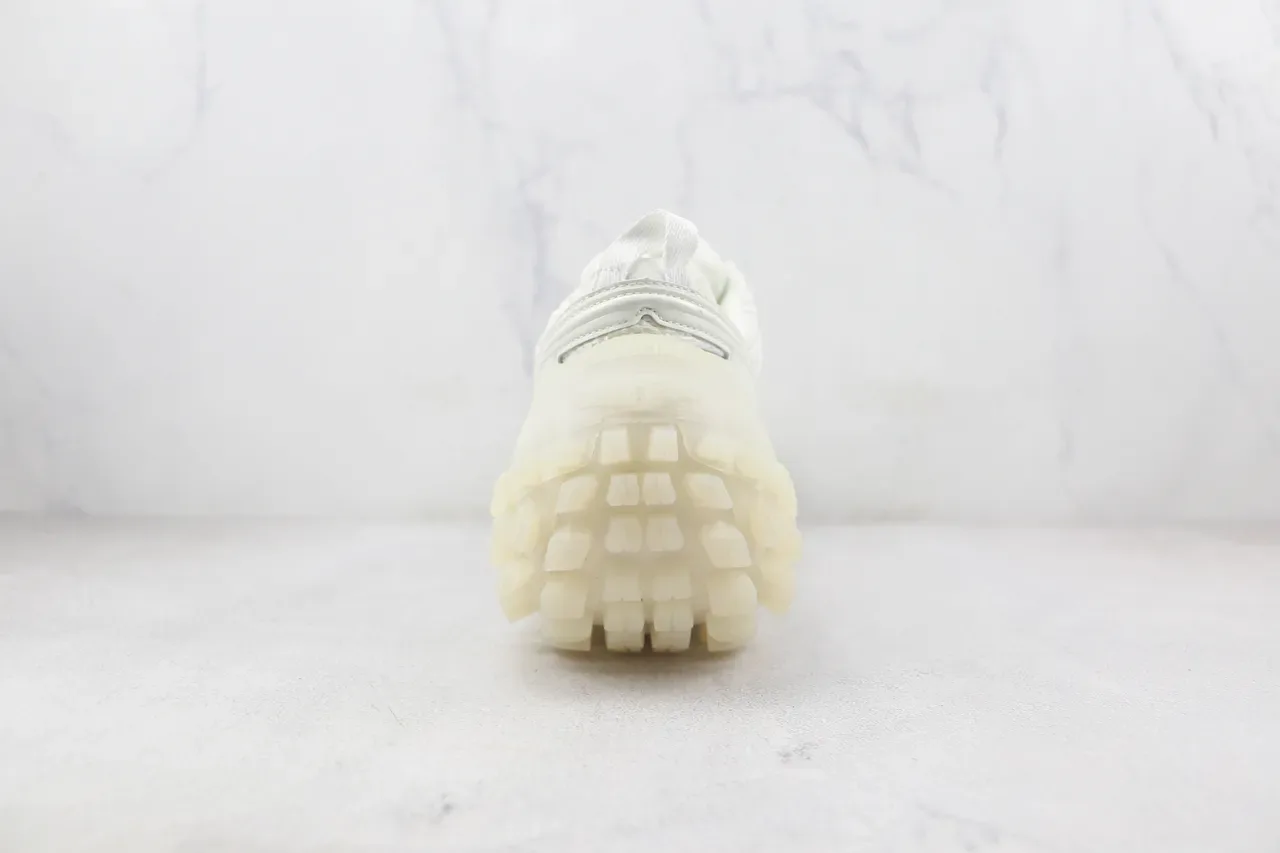 Sneakers chunky blanc et beige monocromatique avec tige en maille et synthétique 9