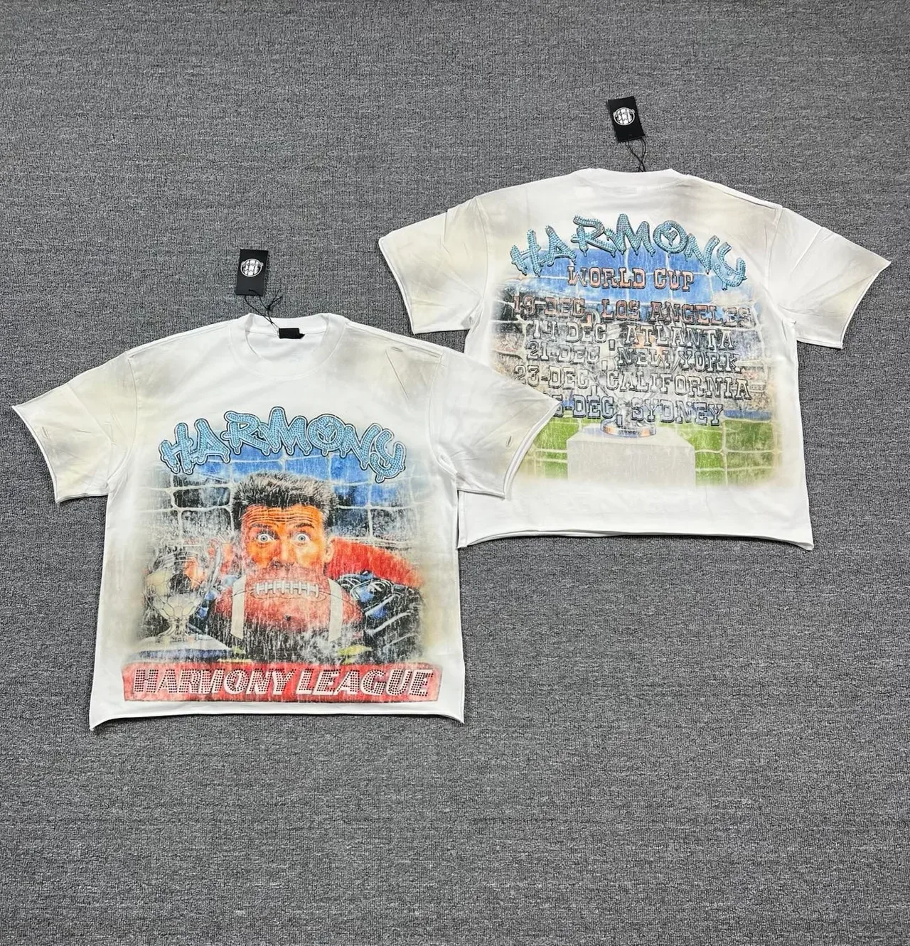 White Distressed Graphic Print Front-and-Back T-Shirt 2