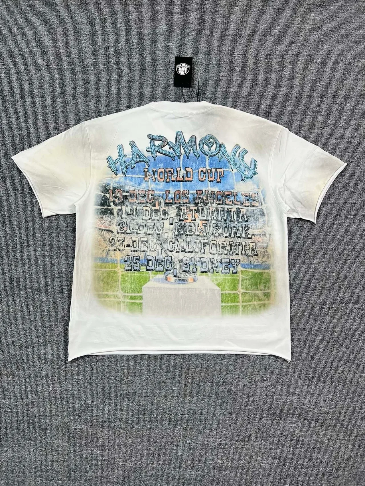 White Distressed Graphic Print Front-and-Back T-Shirt 3