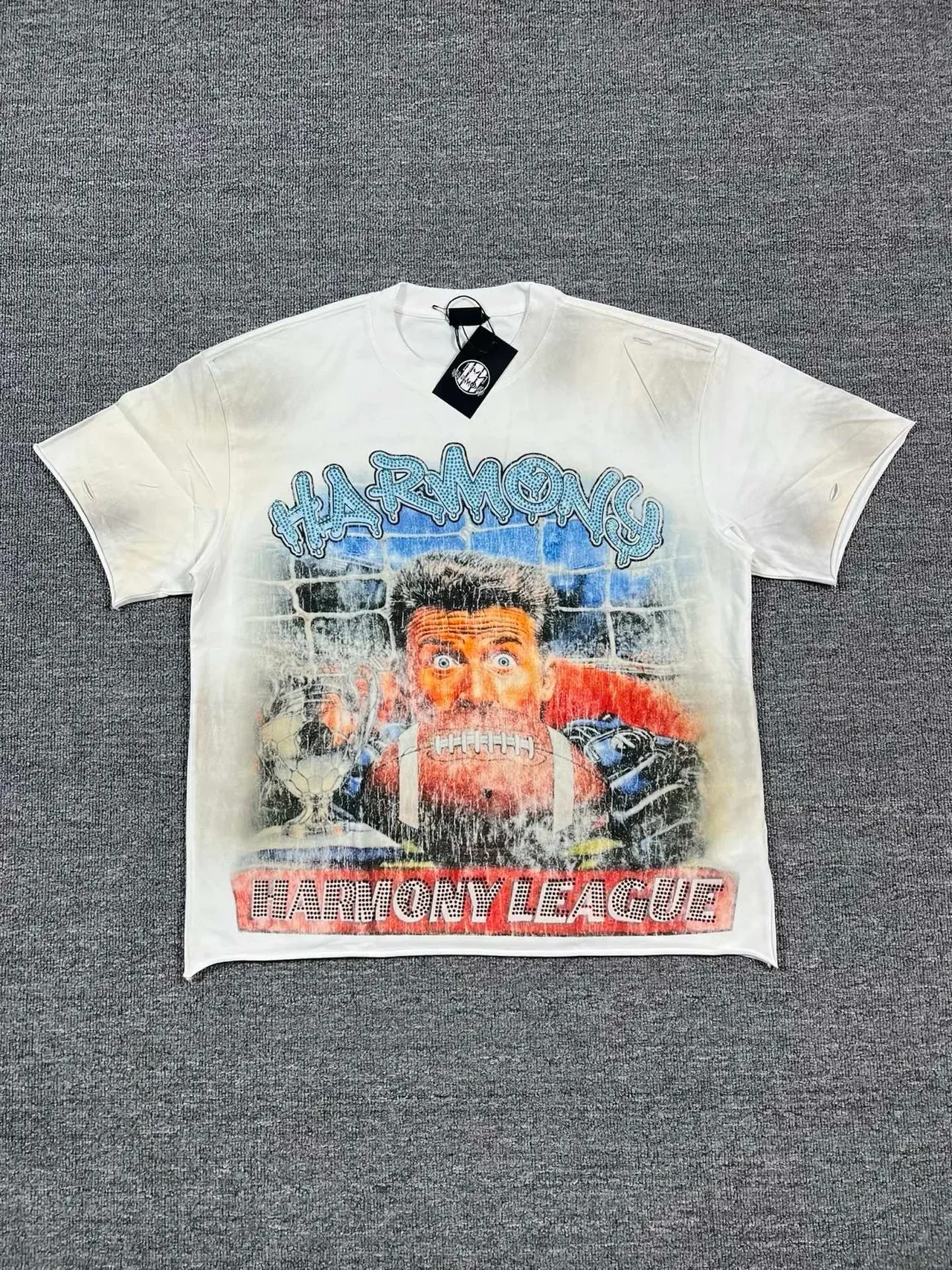 White Distressed Graphic Print Front-and-Back T-Shirt 4