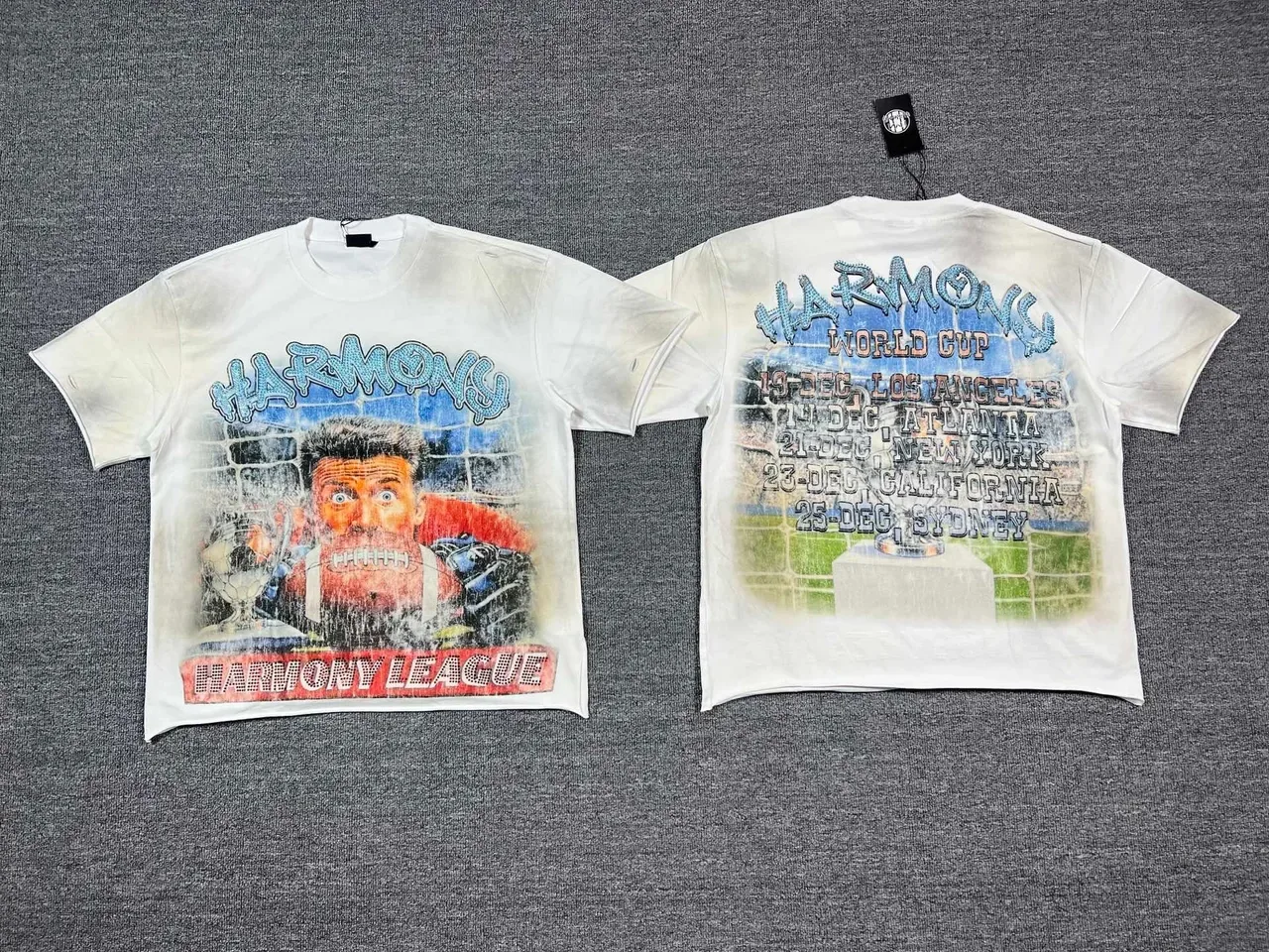 White Distressed Graphic Print Front-and-Back T-Shirt 5