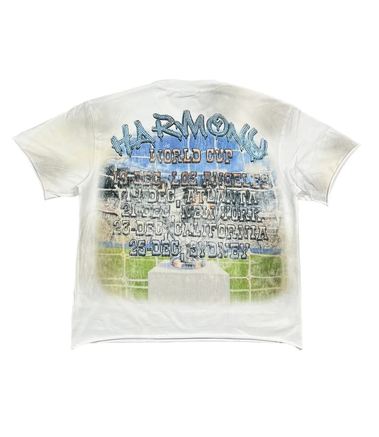 White Distressed Graphic Print Front-and-Back T-Shirt 6