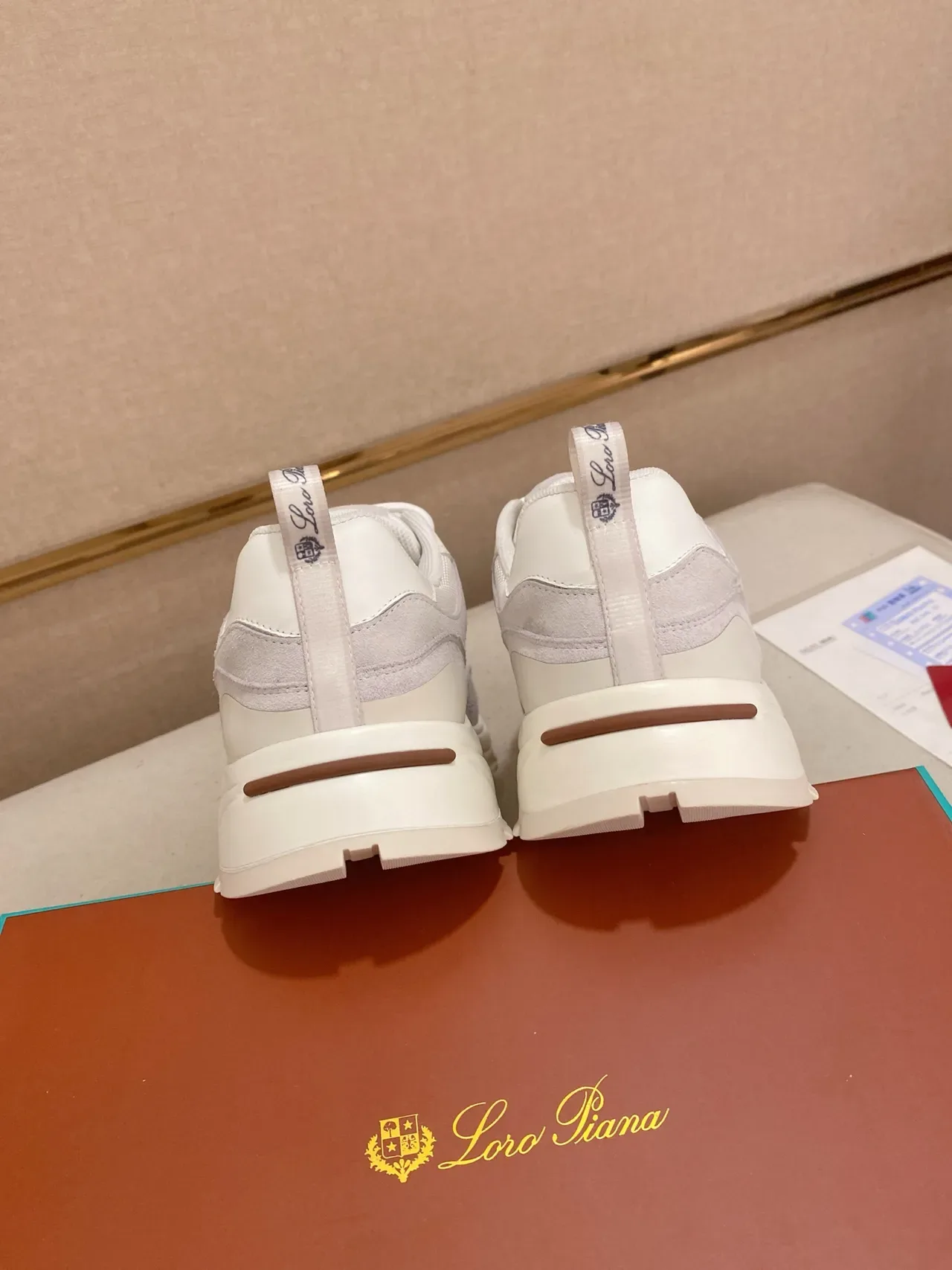 White Gray Chunky Sole Mixed-Material Upper Sneakers 3
