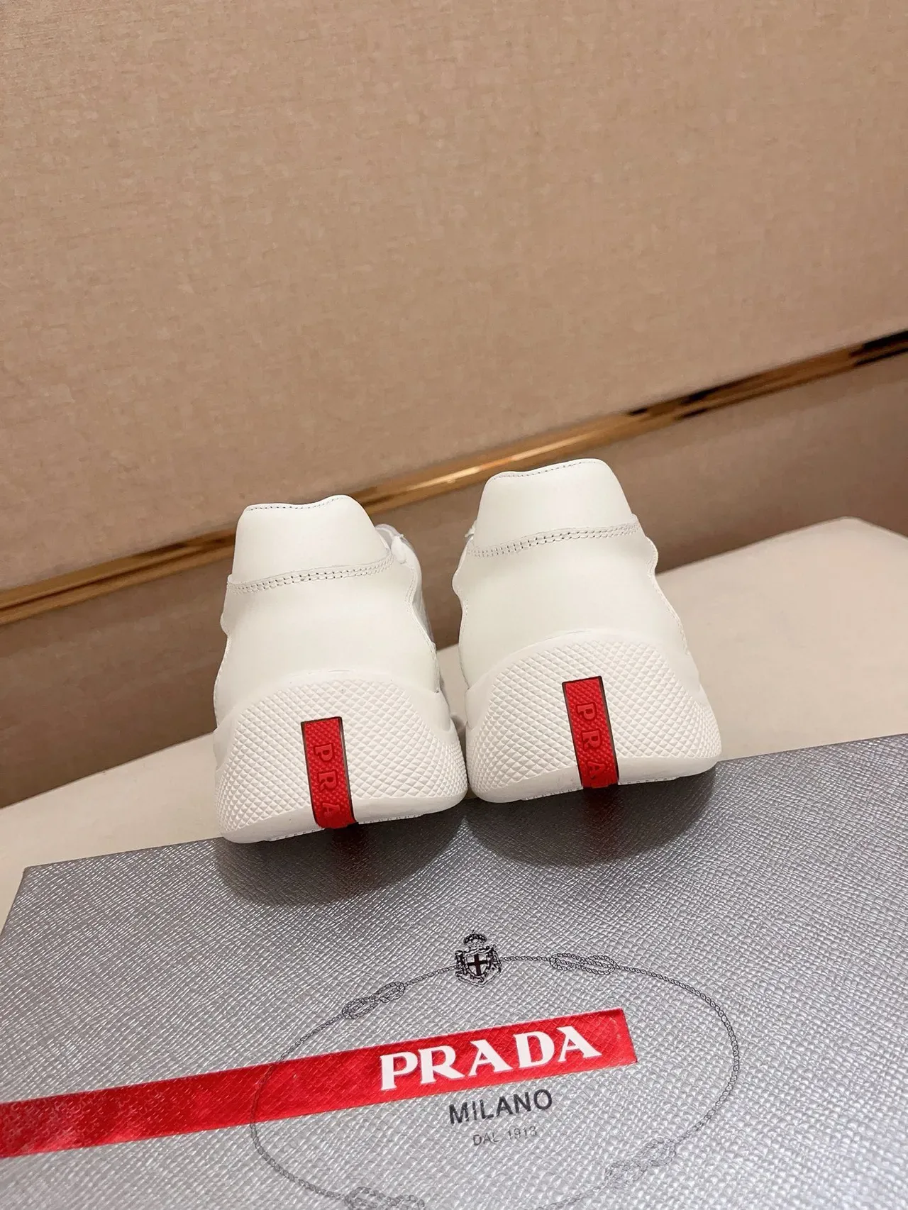 White Red Clean Leather Upper Sculpted Layered Midsole Sneakers 3