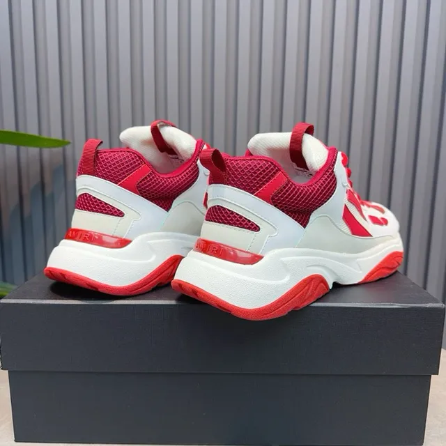 White Red Laceless Slip-On Skeletal Cage Overlay Chunky Sneakers 2