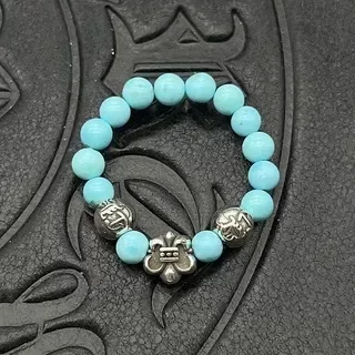 White Silver Beaded Spherical Stones Bracelet 2