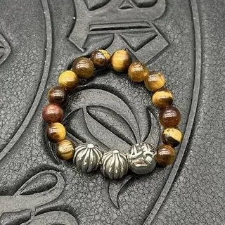 White Silver Beaded Spherical Stones Bracelet 7