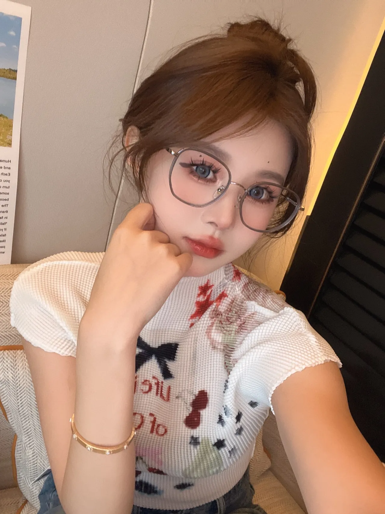 White Waffle-Knit High-Neck Embroidered Graphic Sweater 5