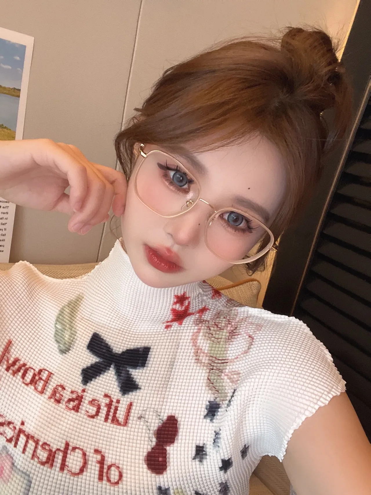 White Waffle-Knit High-Neck Embroidered Graphic Sweater 9