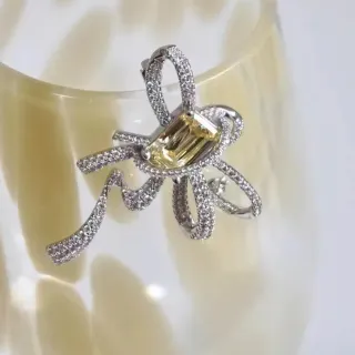 Yellow Gemstone Pavé Ribbon Brooch