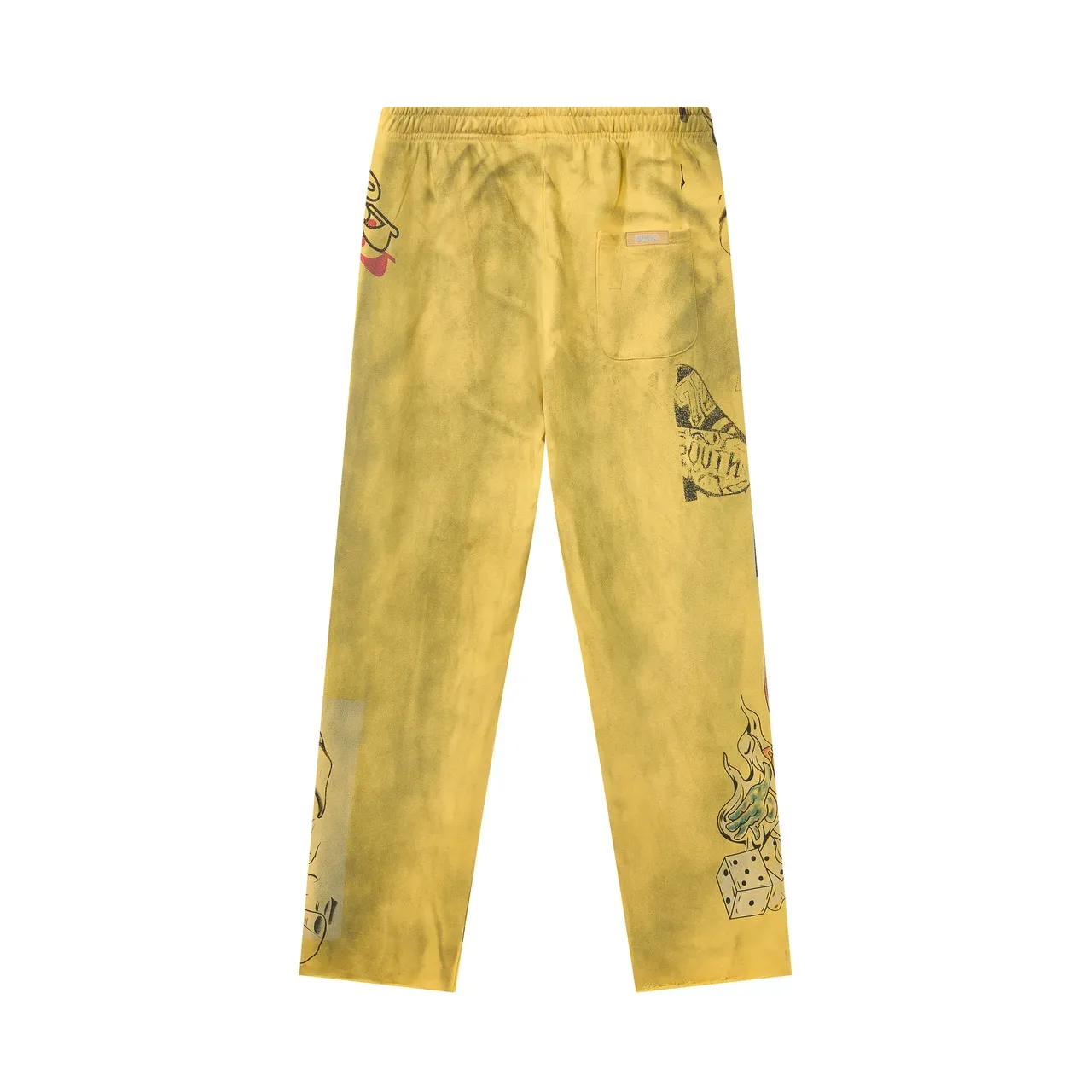 Pantalones de chándal amarillos con impresión gráfica, cintura con cordón y talla relajada 3
