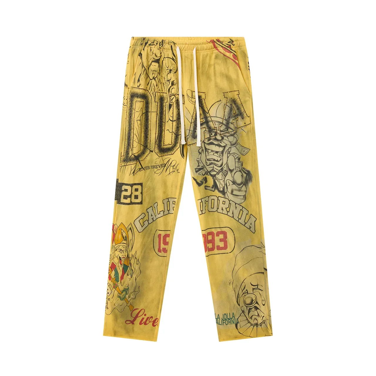 Pantalones de chándal amarillos con impresión gráfica, cintura con cordón y talla relajada 4
