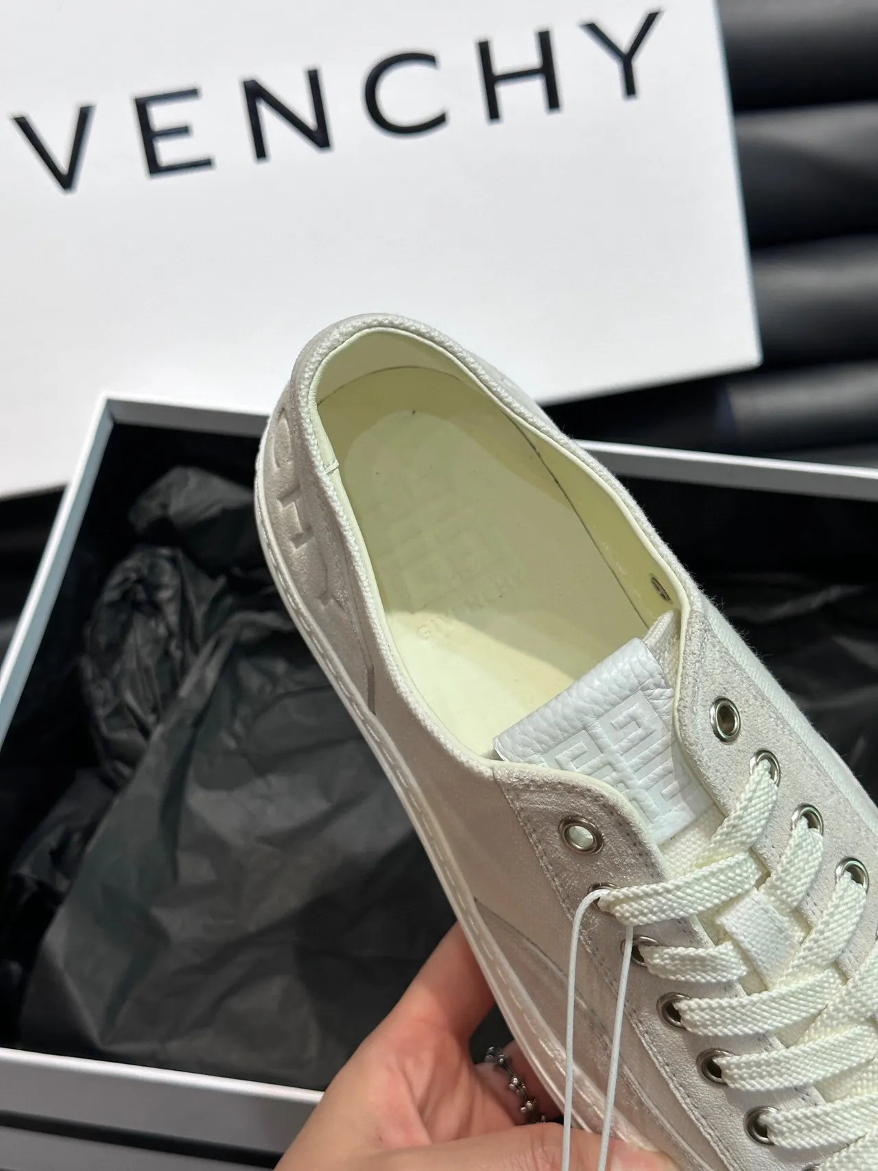 Givenchy City Sport أبيض مصفر قماش أسلوب حياة حذاء رياضي 7