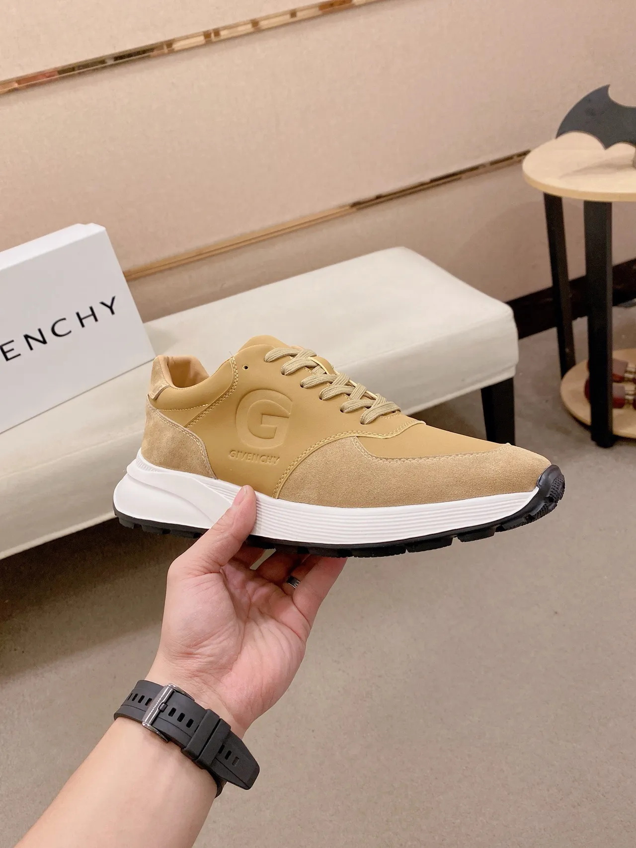 Givenchy City Sport Tan Suede and Leather Chunky Sneakers 4