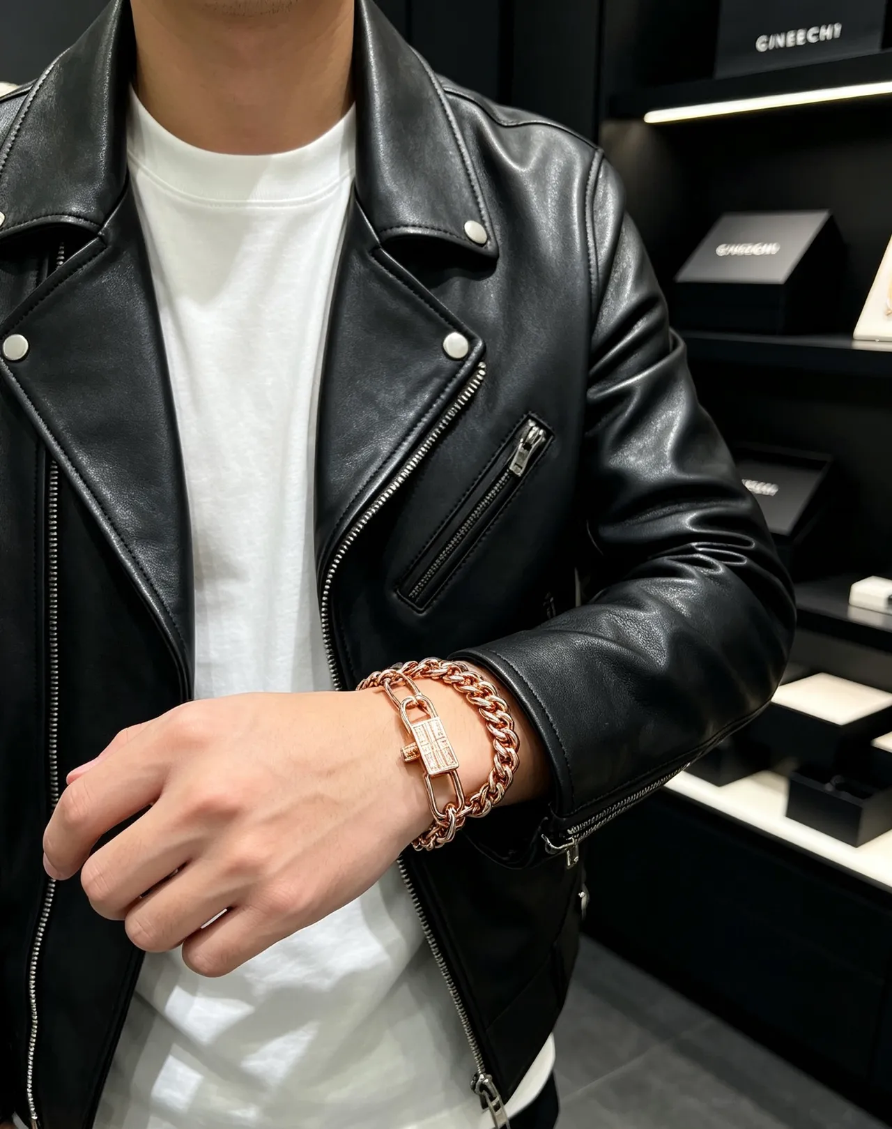 Givenchy Pandora Rose Gold Padlock Curb-Link Bracelet 3