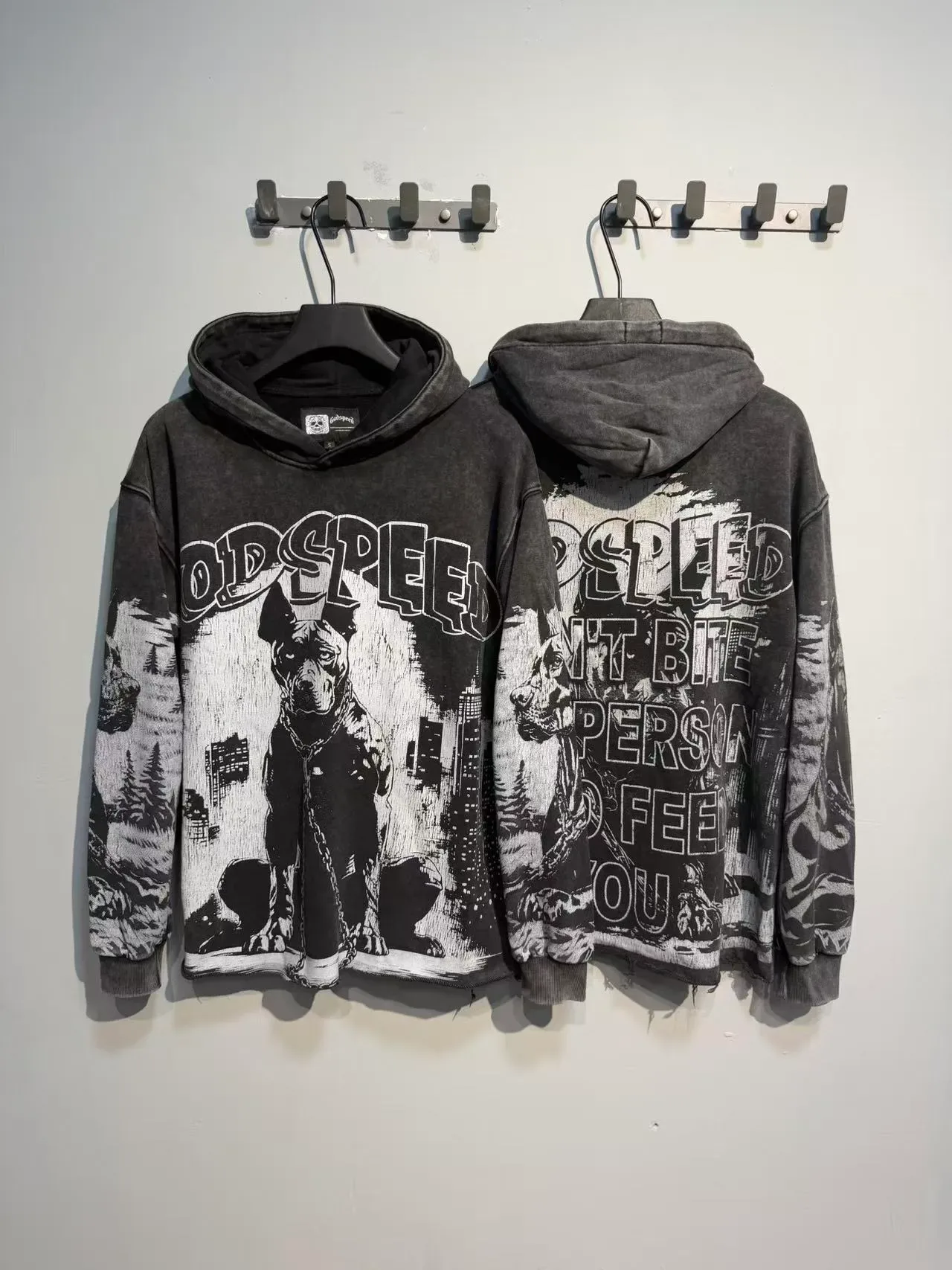 Godspeed Graphic Print Distressed Black Hoodie 5