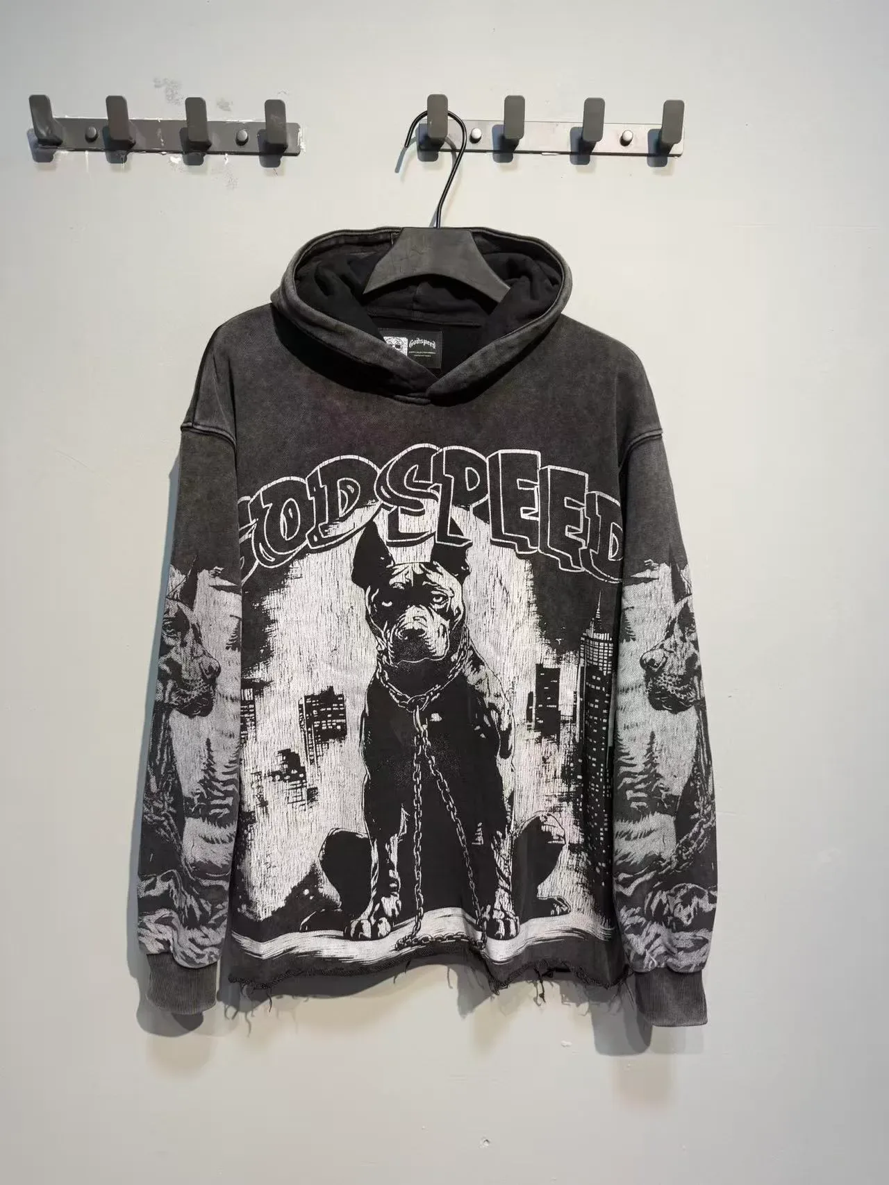 Godspeed Graphic Print Distressed Black Hoodie 6
