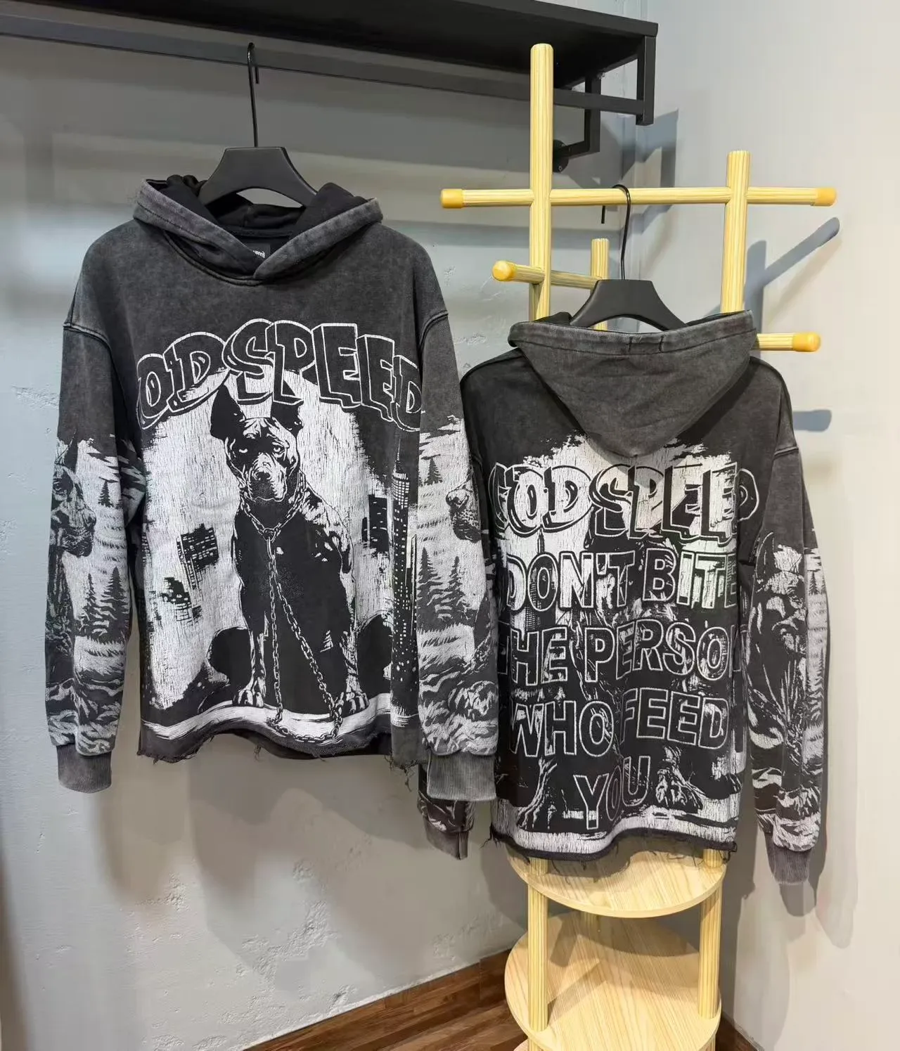 Godspeed Graphic Print Distressed Black Hoodie 8
