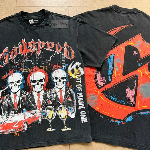 T-shirt Godspeed noir à imprimé graphique effet usé 4