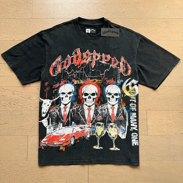 T-shirt Godspeed noir à imprimé graphique effet usé 5