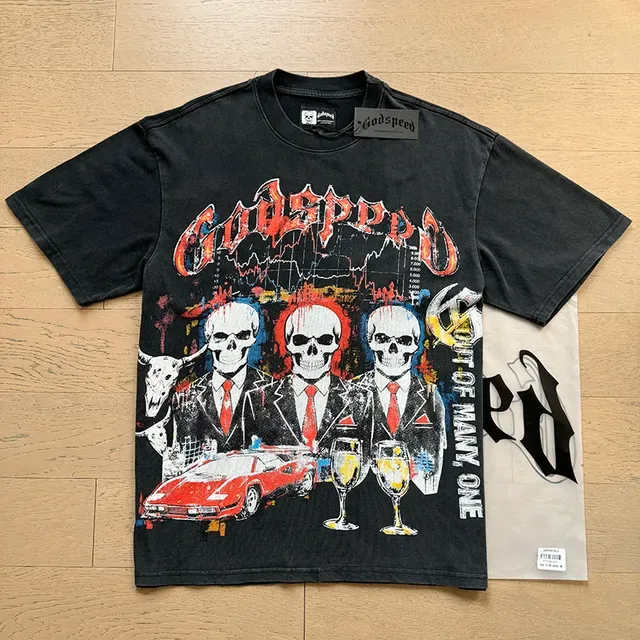 T-shirt Godspeed noir à imprimé graphique effet usé 6