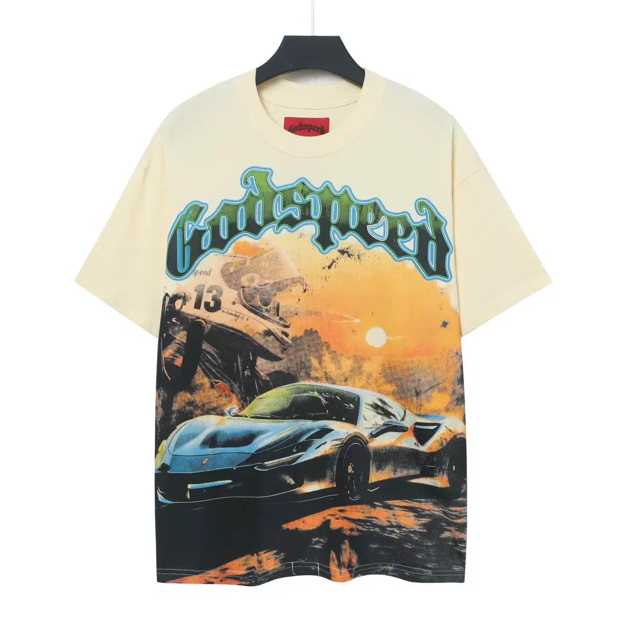 Godspeed Oversized Graphic Print Cream T-Shirt 2