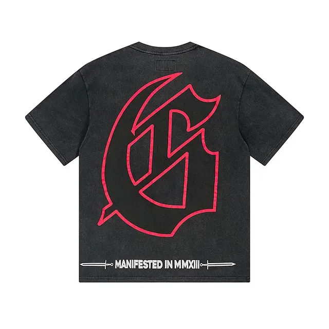 Camiseta Godspeed negra de lavado ácido con gráfico de carreras 3
