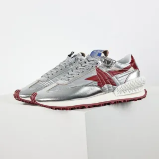 Golden Goose Runner tênis lifestyle prata metálico e vermelho