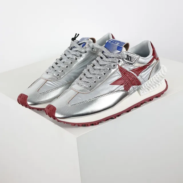 Golden Goose Runner Metallic Silver and Red Lifestyle Sneakers 2