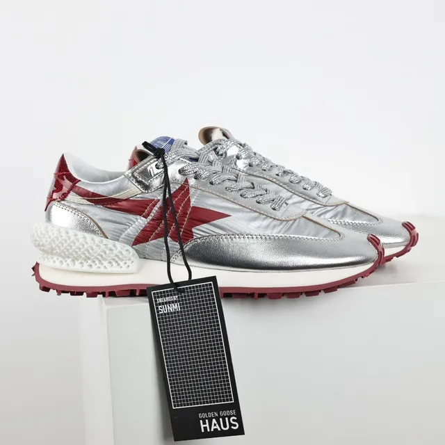 Golden Goose Runner Metallic Silver and Red Lifestyle Sneakers 3