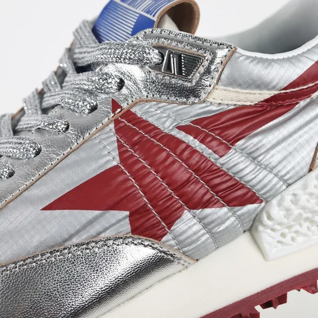 Golden Goose Runner Metallic Silver and Red Lifestyle Sneakers 6