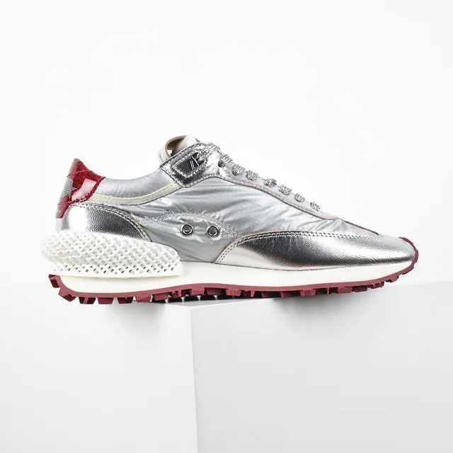 Golden Goose Runner Metallic Silver and Red Lifestyle Sneakers 7