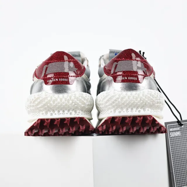 Golden Goose Runner Metallic Silver and Red Lifestyle Sneakers 8