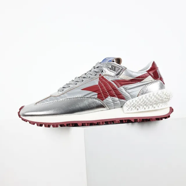 Golden Goose Runner Metallic Silver and Red Lifestyle Sneakers 9