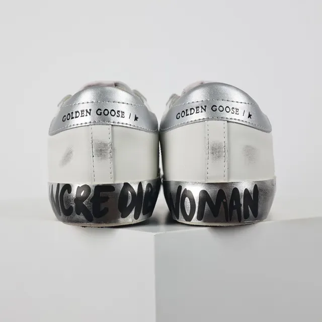 Golden Goose Superstar Zapatillas lifestyle de cuero blanco desgastado con estrella de brillo 8