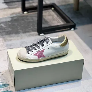 Golden Goose Superstar rosa brilhante estrela leopardo renda lifestyle sneaker