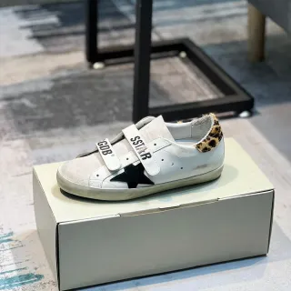 Golden Goose Superstar branco marrom sem cadarços faixa Velcro preto estrela aplicação lifestyle sneakers
